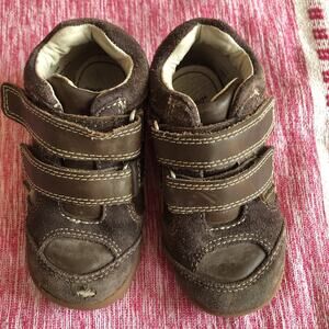 Pediped Boys Brown Leather Shoes Sneakers Toddler EU 24